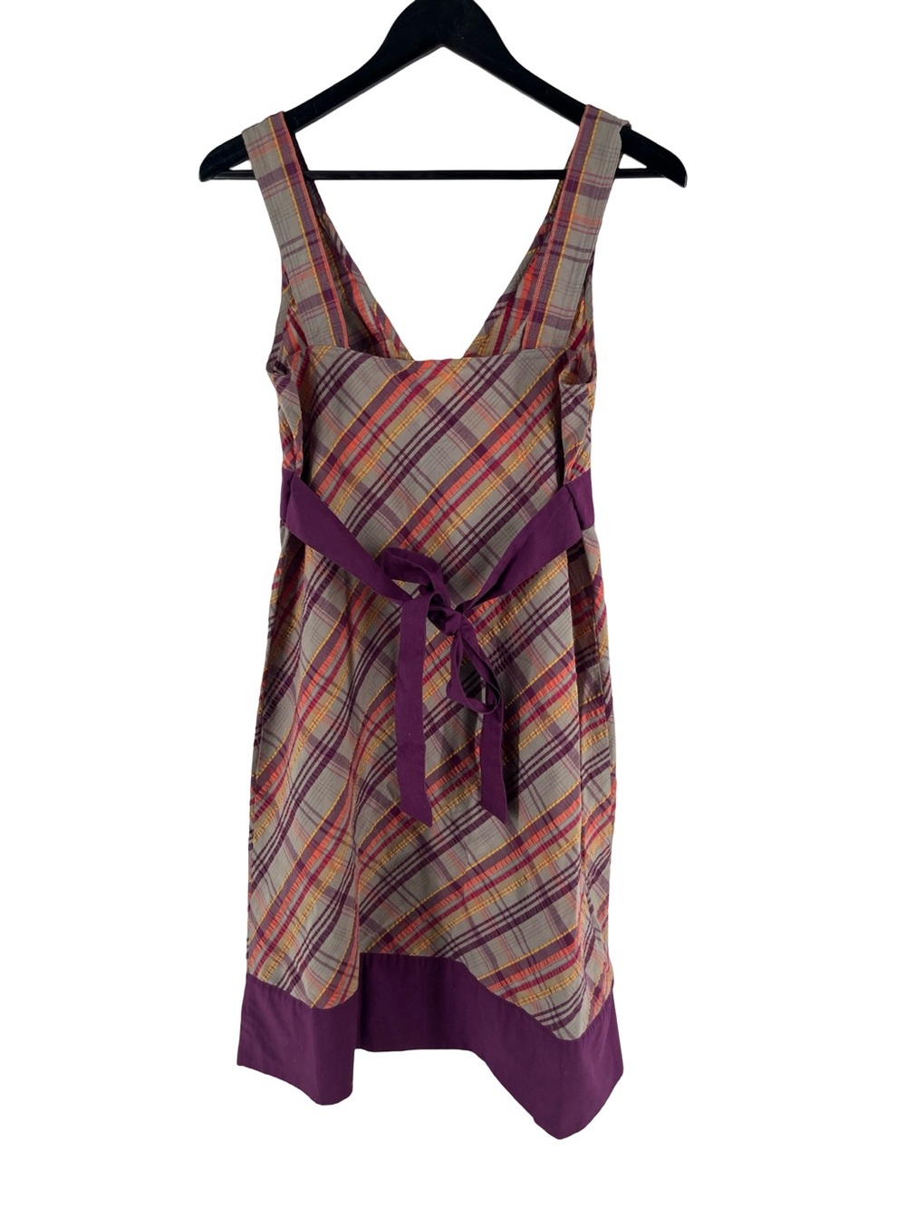 Patagonia Plaid Dress Size 10 Organic Cotton Empire Waist Sleeveless Purple - Picture 3 of 11